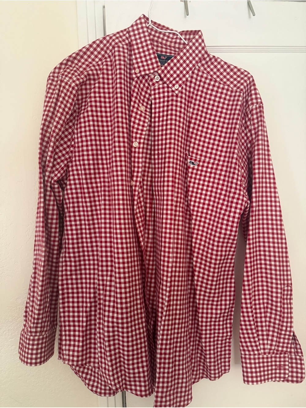 Vineyard Vines Red & White Gingham Long-Sleeve Button-Down Shirt
